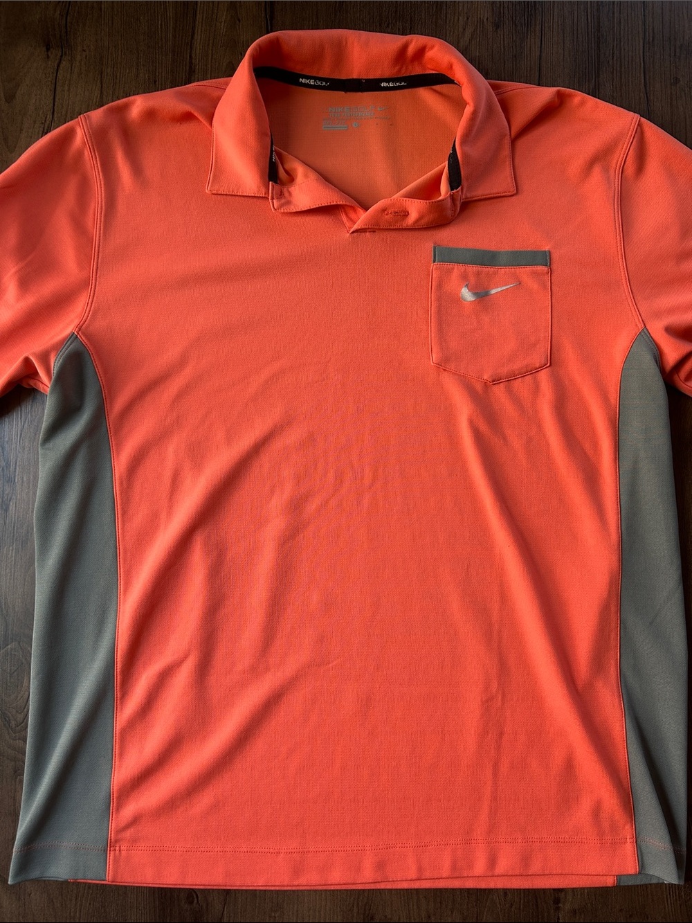 Nike Men’s Orange Polo with Gray Side Panels